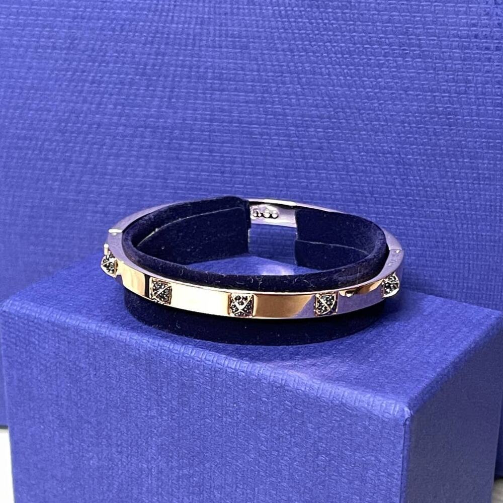Swarovski Tactic Bangle - Black & Rose-gold tone plated Bracelet